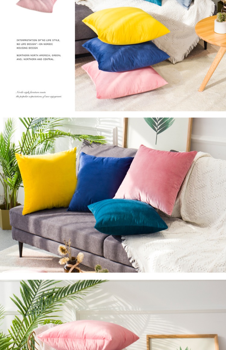 Nordic gối vuông sofa giường trở lại văn phòng hình chữ nhật đệm nhung gối bìa mà không có lõi - Trở lại đệm / Bolsters gối tựa lưng ghế gỗ