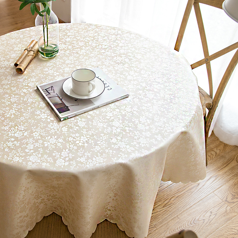 European-style waterproof, oilproof, anti-scalding, washless table cloth hotel restaurant home round round table table cloth cloth fabric