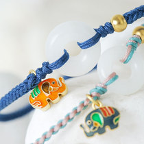 Noisy witch shop | Doughnut safe buckle imitation enamel color elephant couple hand rope National adjustable romance