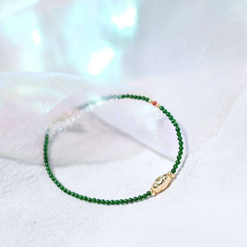 Meet your lucky) Brazilian green sand agate to match the Wangwenfu print Little gold pearl handmade female small girl