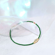 Haunted witch shop 7nows) Brazilian green sand agate with gold rune and bead bracelet female small female wild