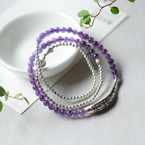 Noisy 7nows) Crescent Crescent wish koi lucky stone amethyst multi-circle female bracelet