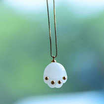 Noisy witch shop 7nows) Hetian Jade White Jade 14K gold inlay cute cat claw diy pendant girl gift