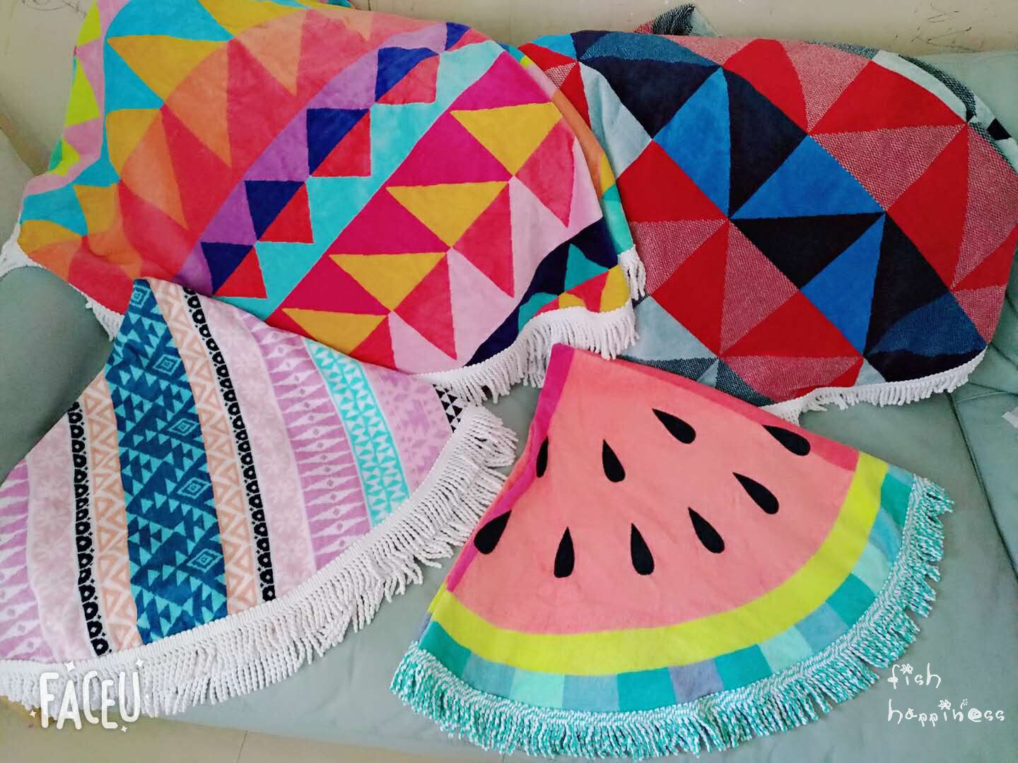 Dealing price Foreign trade pure cotton round towel blanket bohemian style cover blanket tassel bath towel beach towel sofa blanket
