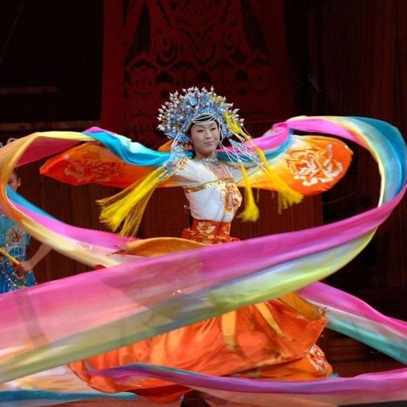 Flying Sky Dance Colorful Li Yugang's Genuine Silk Long Silk Drama Dunhuang Dance Color with Heaven and Women Scattered Flowers Ribbon