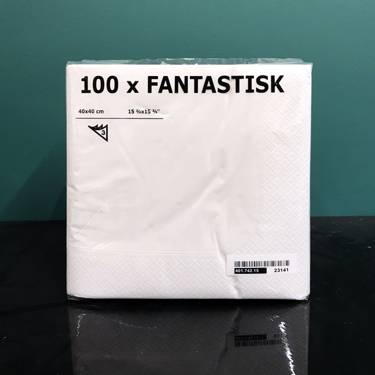 Ikea Fantas Napkins Large Paper Napkins for Western Food 100 Sheets 40*40 cm 3-Ply Extra Thick