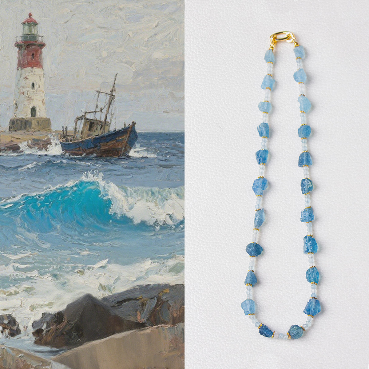 天然アクアマリンネックレス、アクアマリン原石、アクアマリンブレスレット、デビルブルーアクアマリン、ホワイトクリスタルネックレス