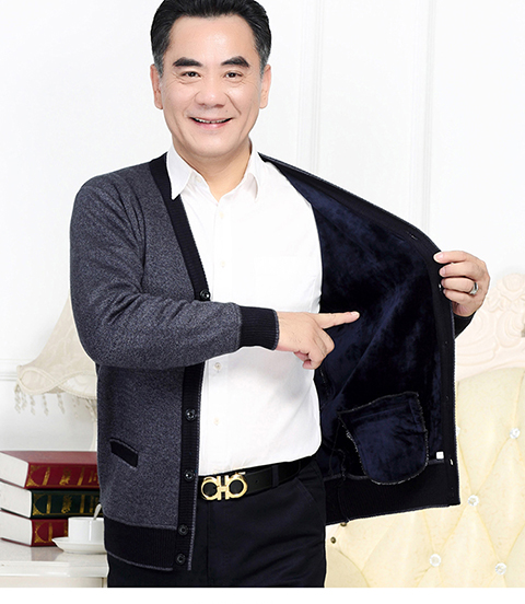 Áo len nam trung niên cha áo len cổ chữ v mùa thu blazer nam