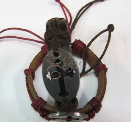 Ретро металлический модный кожаный браслет