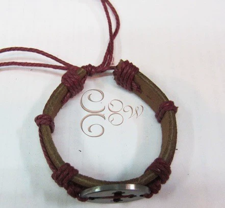 Ретро металлический модный кожаный браслет