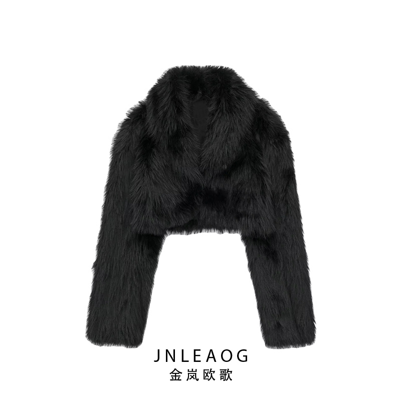 Jnleaog Autumn New Collection Women's Clothing Niche Black Faux Fur Effect Short Jacket 1255849 800