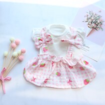 Spring Summer New Strawberry Butterfly Knot Harness Skirt Teddy Bibi Bear Bombomejoke Summer Pet Dog Clothing Dresses