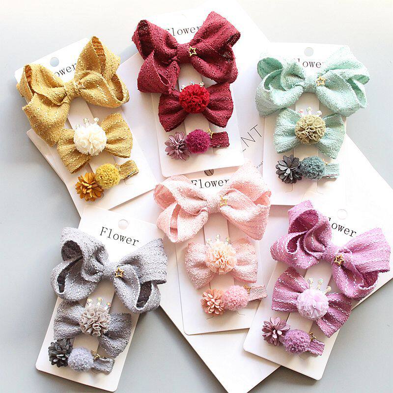 Korean cotton twisted flower bow pet hairpin duckbill clip Teddy Yorkshire Maltese dog clip