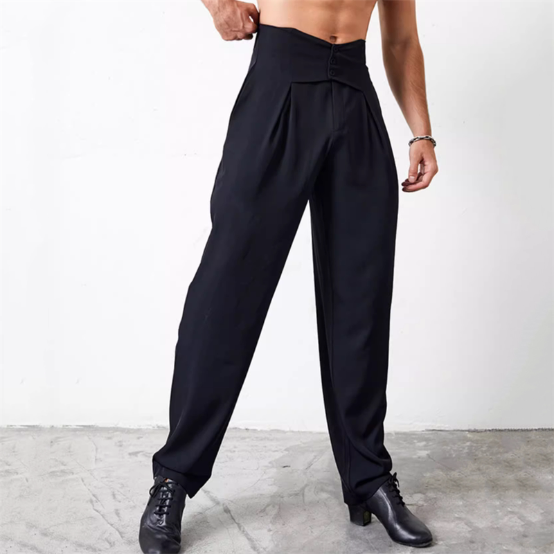 New Trendy Men's Slim-Fit Straight-Leg Trousers, Stylish Casual Mid-Waist Dance Pants, Loose Wrinkle-Resistant No-Iron Men's Trousers