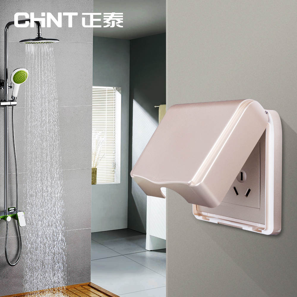 Zhengtai 86 Type Waterproof Socket Protection Cover Golden Bathroom Full Cover Board Switch Splash Water Box Dressing Room