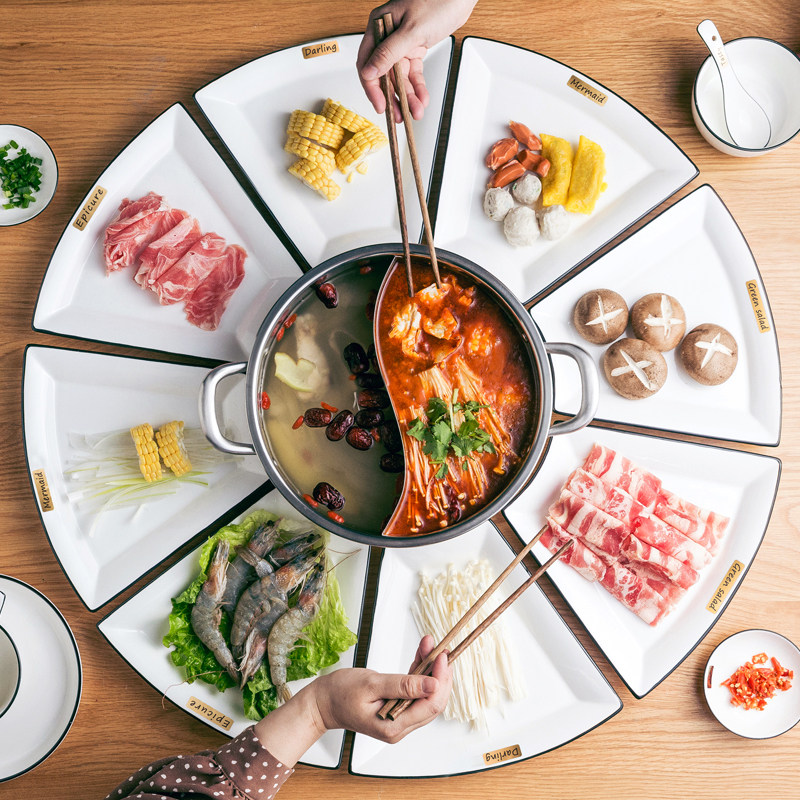 Chinese New Year dishes full set of suit sets for home Chinese New Year Chinese creative Nordic cutlery Eve dinner net red hot pot parquet