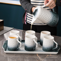 tea cup kettle suit Nordic light and luxurious ceramic minimalist home living room creative cup heat resistant with water with tray