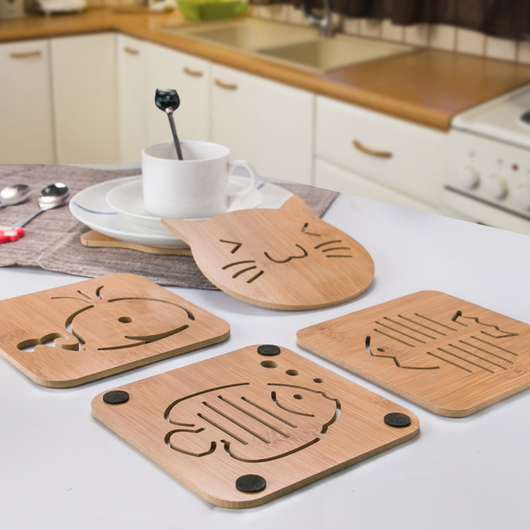 Wooden meal mat sand pot mat coasters dining table insulation creative cute anti-scalding anti-heat non-slip household bowl plate mat