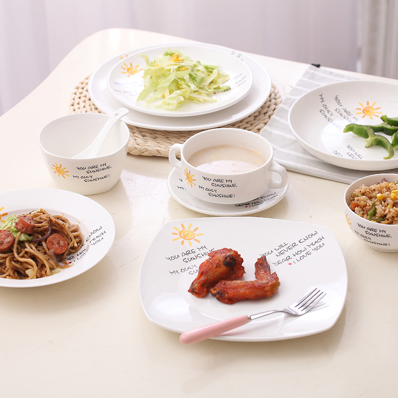 Western Dining Tray Breakfast Combo Cutlery Sets Home Shake-Up Internet Red Creativity Nordic Good-Looking Dishes Congee Bowls Sauces