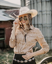 American Import Outback Ladies National Wind Outdoor Riding Cotton Shirt 100% Pure Cotton ACI American Shine
