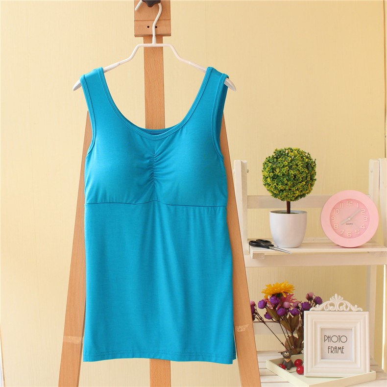 Mùa hè với áo ngực độn dây đeo nữ Modal cup tích hợp áo ngực không mặc đồ lót thể thao cơ sở yoga đồ lót trung niên