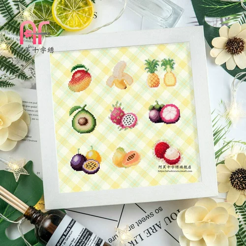 AFU DMC Cross -ударный комплект гостиная новая великолепная цветная ткань QT3741 Тропические фрукты печата