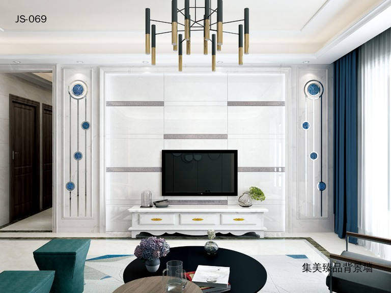 Yigma Marble Black & White Grey Modern New Chinese Style Feng Shui Background Wall Furnishing Living Room Sofa Background Stone