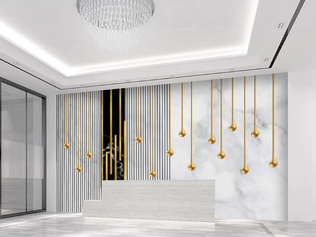 Corporate Receptionist Background Wall Marble Material Hotel Lobby President Office Background Meeting Room Shaped Like Cultural Wall