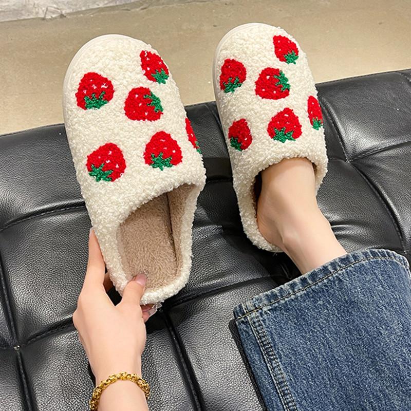 Moon Subcotton Slippers Women Autumn Winter Cute Strawberry Indoor Home Use Non-slip Soft Bottom Warm Fleece Baotou Slippers-Taobao