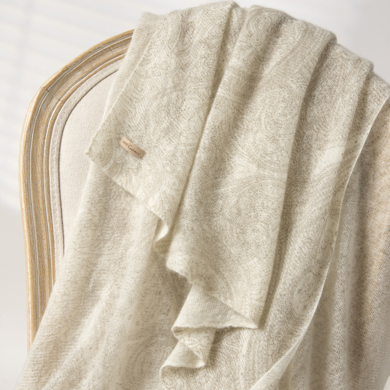100% Cashmere Scarf, Italian Old Money Style, Classic Knitted Printed Shawl, Outerwear for Autumn and Winter, Women's Gift Box Set