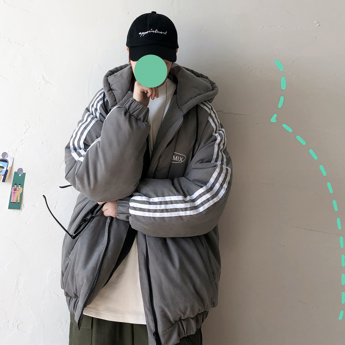 Cotton clothes Men's Korean version Trend thickened down cotton clothes Chaoters Relaxed Students Handsome bread to serve winter net infrared cover