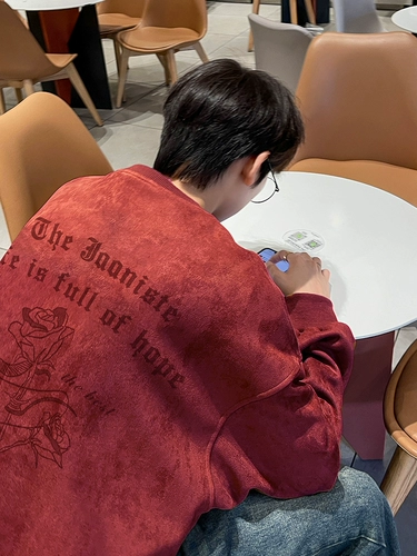 Бархатный демисезонный утепленный свитшот для влюбленных, коллекция 2023, в американском стиле, оверсайз