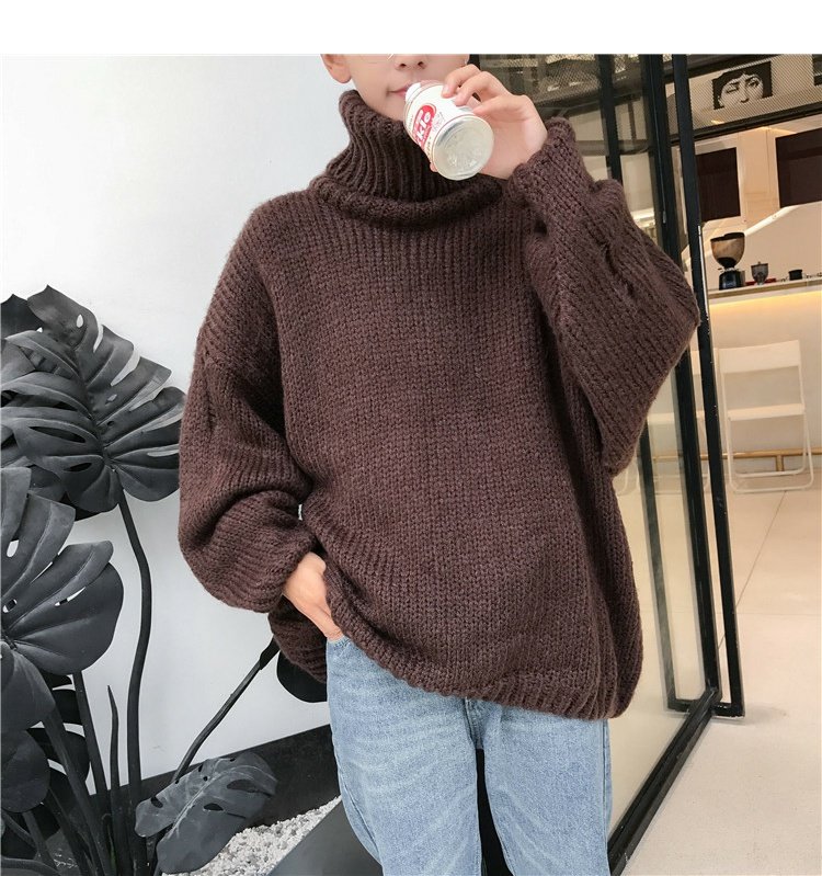 Áo len cổ cao nam phiên bản Hàn Quốc của xu hướng mùa đông lỗ sinh viên bf Phong cách áo len lỏng lẻo của cặp đôi mẫu quần áo thủy triều áo khoác len