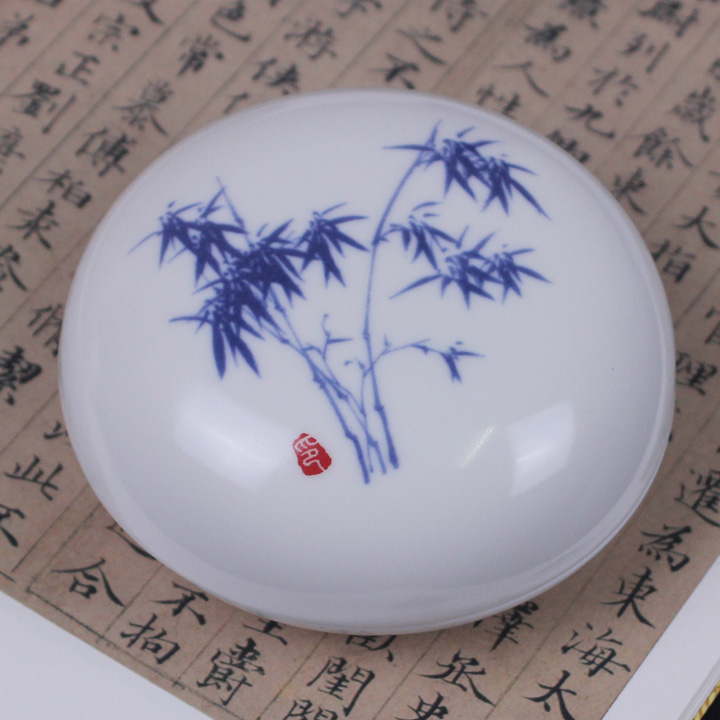 Special Price Defied White Porcelain Printed Clay Box Smoky Grease Box Ceramic Imprinted Clay Box of Four Treasure