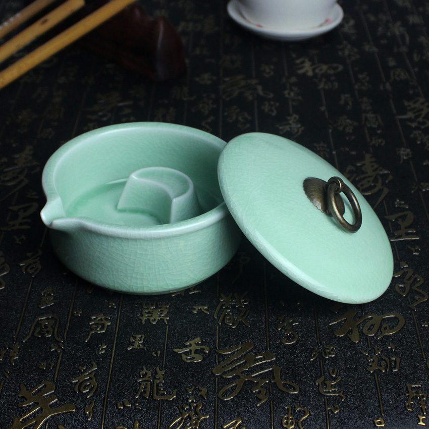 Ru kiln ice cracked glaze ink bucket, four treasures of the study, ceramic ink cartridges, Longquan celadon ink sea