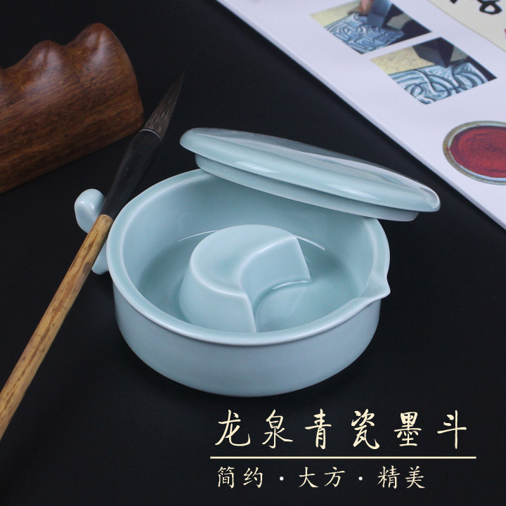 Special price multipurpose calligraphy ink pool painted ceramic ink bucket ink cartridges Brush Calligraphy Wares with ink and ink