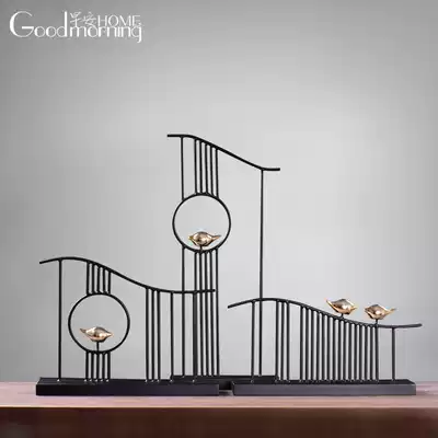 New Chinese style home decoration decoration Model room soft decoration Study art hotel living room TV cabinet entrance decoration