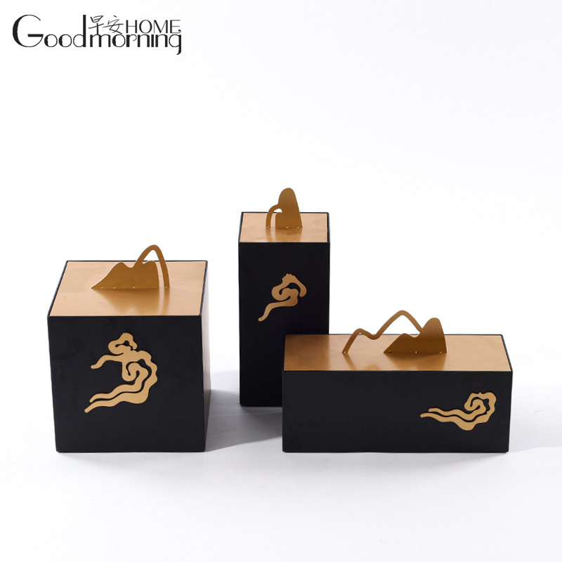 New Chinese Metal Zen Meaning Cloud Decoration Box Home Ornament-style Windows Tea Room Bou Tea Room Bou Rack Pendulum