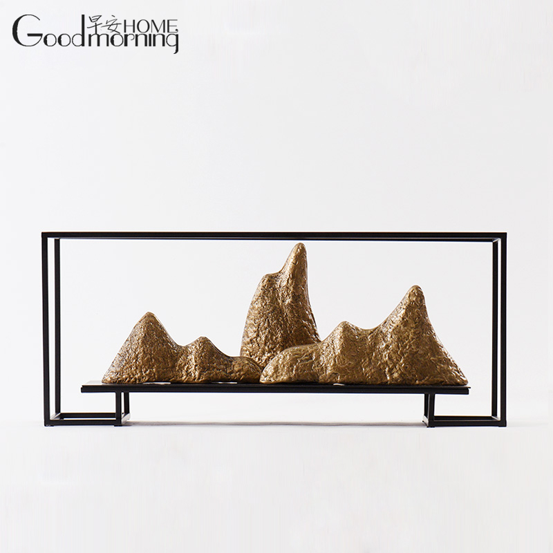 New Chinese brass group Mountain swinging piece Soft decoration-like board room Living room Xuanguan Zen Decorative Cabinet Artwork Furnishing