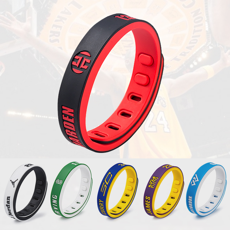 Sportsman Universal Star Basketball Bracelet Dual Color Buckle Silicone Bracelet Adjustable Silicone Wristband Fan Supplies