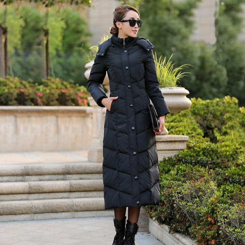 Long down Jacket for Women, Extra Long over the Knee, 2026 New Style, Thickened, Plus Size, Fashionable, Slim Fit, Duck down Winter Coat