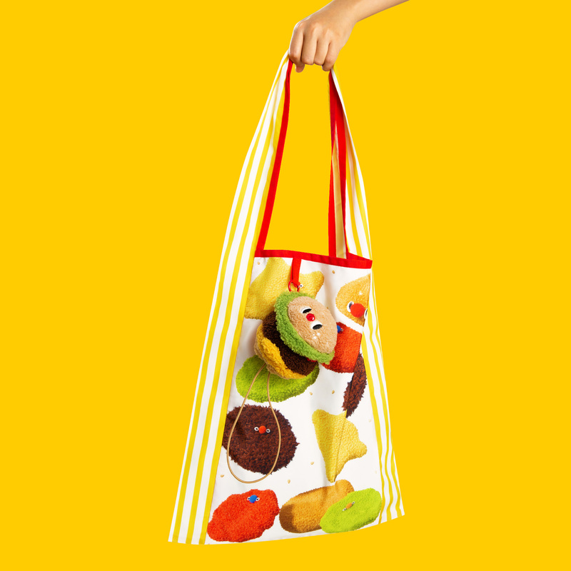 Archi Hamburger Pattern Storage Foldable Eco-Friendly Bag Single Shoulder Large Capacity Waterproof Printed Bag Cute Gift
