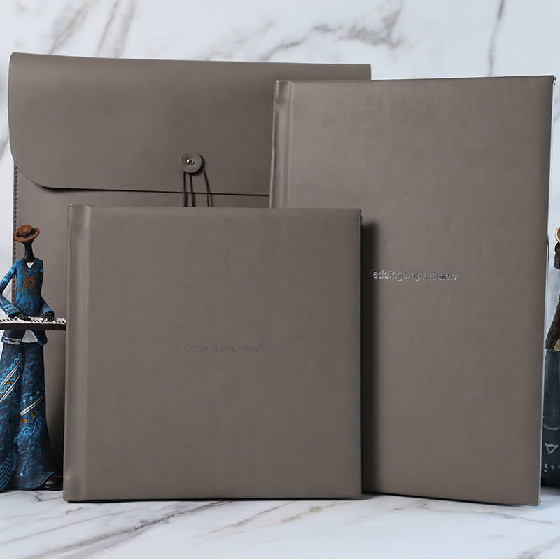 Wedding album custom high-end photo gallery special leather photo book production phase for marriage gray memorial books