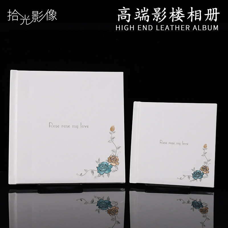 Wedding Photo Album Custom High-end Photo Studio 10 inch 15 inch White Photo Embroidered Rose Wedding Photo Album Production