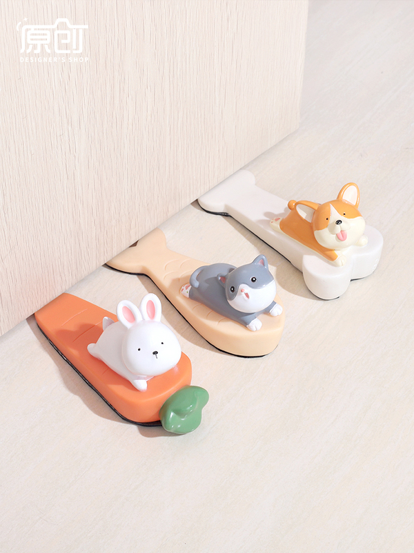 Door Stopper Anti-Collision Wedge Creative Cartoon Animal No-Drill Rubber Door Stopper Windproof Door Blocker Gadget
