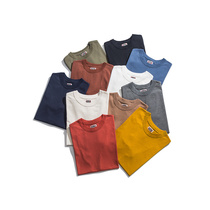  2021 spring and summer retro heavy cotton T-shirt multi-color wild casual solid color round neck short-sleeved mens and womens T-shirts tide brand