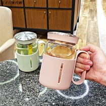 Japanese GP glass household summer female portable net celebrity drinking cup with lid with handle Tea cup simple