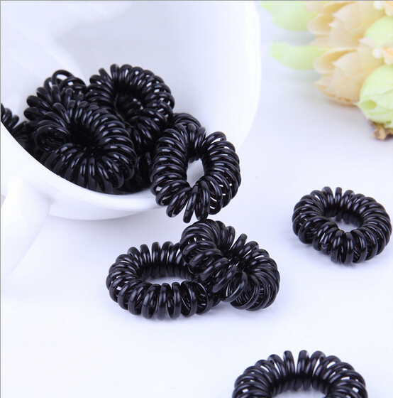 Korean version popular small number black telephone line male hair circle high elastic quality sturdy leather gluten plastic hair ring haircut