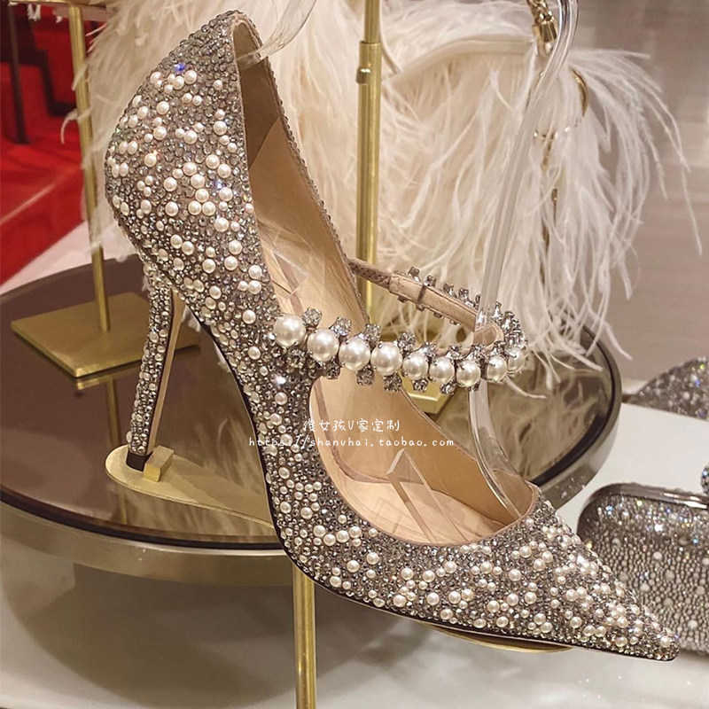 ZUI love is apricot trendy to fly ~ ~ temperament fashion 7CM 9CM Water drilling shoes