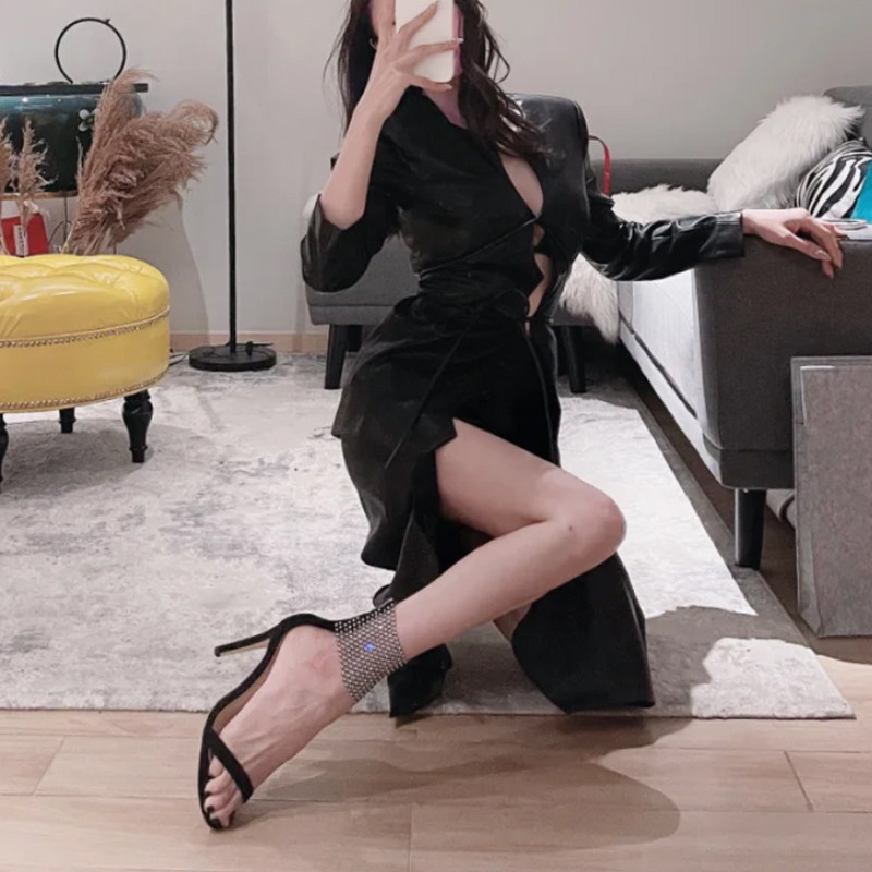 Closed Eye Entrance owner Self-leaving recommendation ~ Little crowddesign Water Drill Sexy Temperament Woman Fine Heels Sandals Sandals